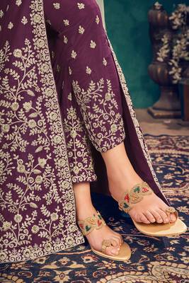 Purple embroidered art silk salwar 4