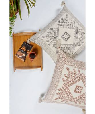 Grey Cotton Hand Block Printed Cushion Cover (Set of 2) 1
