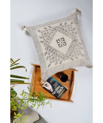 Grey Cotton Hand Block Printed Cushion Cover (Set of 2) 2