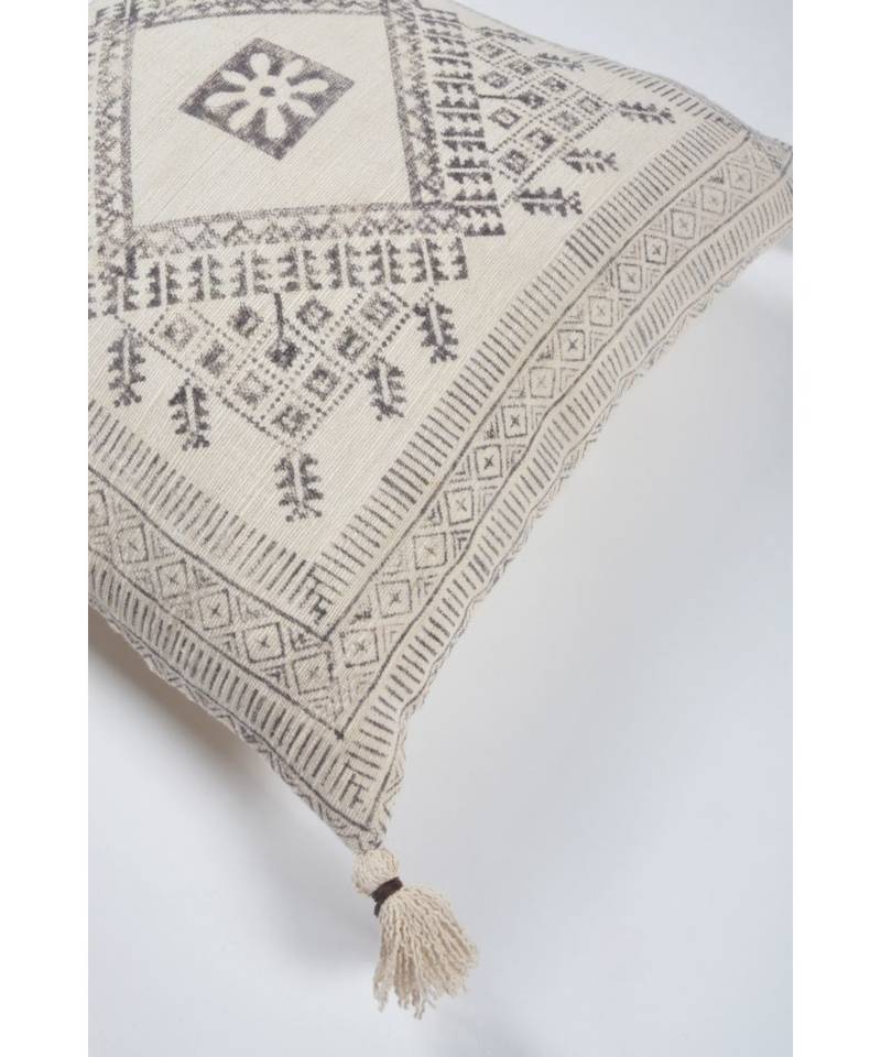 Grey Cotton Hand Block Printed Cushion Cover (Set of 2)