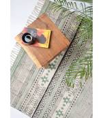 black Cotton Hand Block Printed Rug