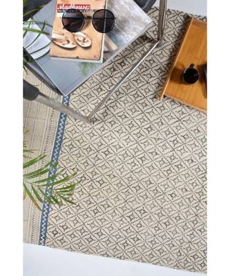 black Cotton Hand Block Printed Rug 5