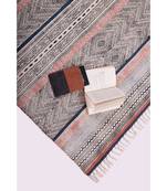 black Cotton Hand Block Printed Rug