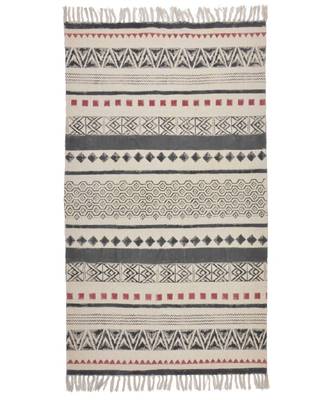 black Cotton Hand Block Printed Rug 5