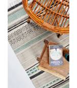 black Cotton Hand Block Printed Rug