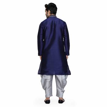 Blue Dupion Silk Embroidered stitched   kurta &    pyjama 6