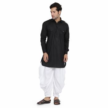 Black cotton plain stitched   pathani suits 1