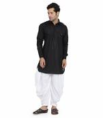 Black cotton plain stitched   pathani suits