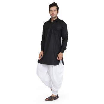 Black cotton plain stitched   pathani suits 2