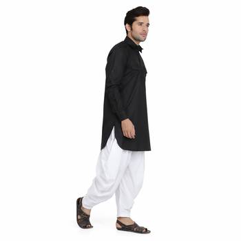 Black cotton plain stitched   pathani suits 3
