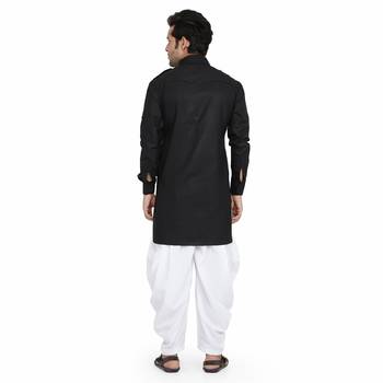 Black cotton plain stitched   pathani suits 4