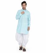 Blue cotton plain stitched   pathani suits