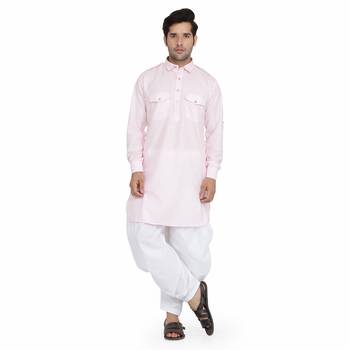pink cotton plain stitched   pathani suits 1