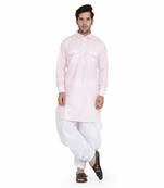 pink cotton plain stitched   pathani suits
