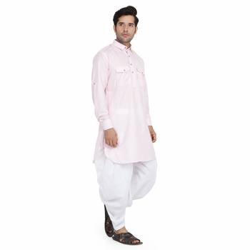 pink cotton plain stitched   pathani suits 2