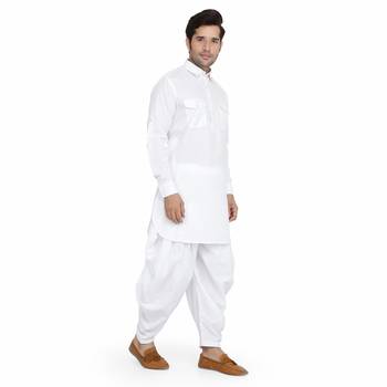 White cotton plain stitched   pathani suits 2