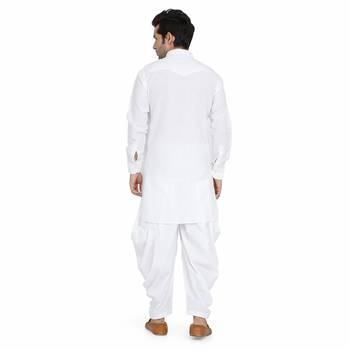 White cotton plain stitched   pathani suits 4