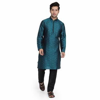 Black Jacquard printed stitched   kurta &    pyjama 1