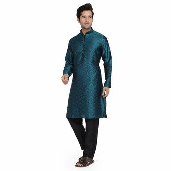 Black Jacquard printed stitched   kurta &    pyjama 3