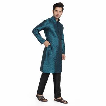 Black Jacquard printed stitched   kurta &    pyjama 4