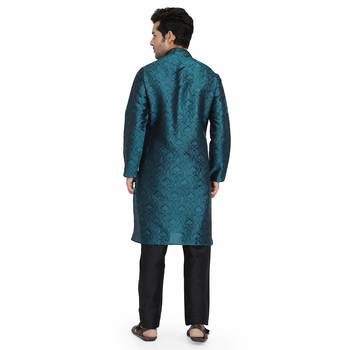 Black Jacquard printed stitched   kurta &    pyjama 5