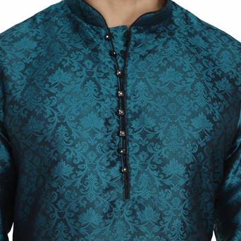 Black Jacquard printed stitched   kurta &    pyjama 6