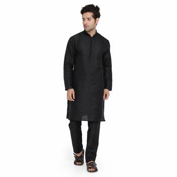 Black Jacquard printed stitched   kurta &    pyjama 1