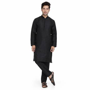 Black Jacquard printed stitched   kurta &    pyjama 2
