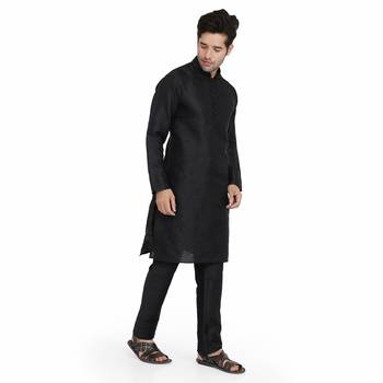Black Jacquard printed stitched   kurta &    pyjama 3