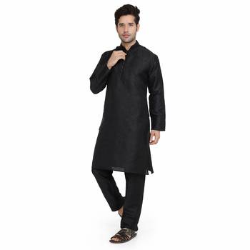 Black Jacquard printed stitched   kurta &    pyjama 4