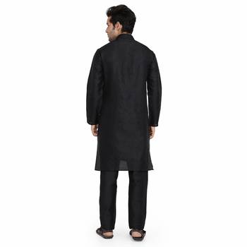 Black Jacquard printed stitched   kurta &    pyjama 5