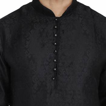 Black Jacquard printed stitched   kurta &    pyjama 6