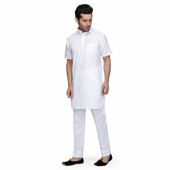 White cotton plain stitched   pathani suits 3