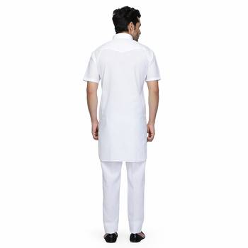 White cotton plain stitched   pathani suits 4