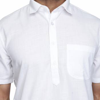 White cotton plain stitched   pathani suits 5