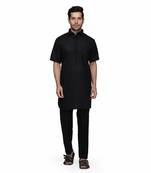 Black cotton plain stitched   pathani suits