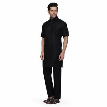 Black cotton plain stitched   pathani suits 2