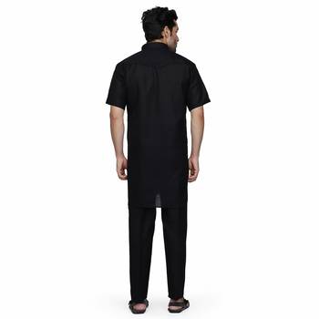 Black cotton plain stitched   pathani suits 4