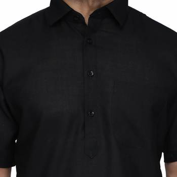 Black cotton plain stitched   pathani suits 5