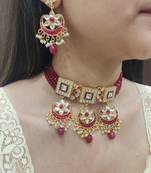 Pink Kundan Choker Set