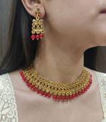 Red Polki Necklace Set