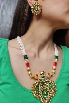 Green Kundan Necklace Set