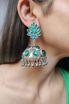 Green jhumkas