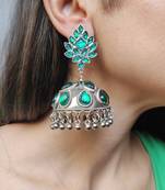 Green jhumkas