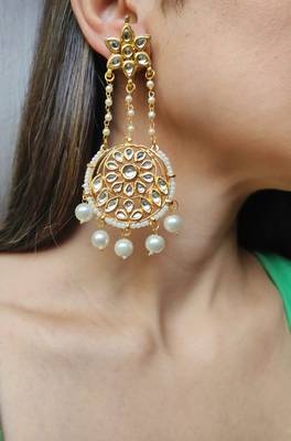 White Kundan Chandbali Earrings 1