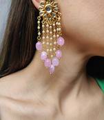 Pink Tassle Kundan Earrings