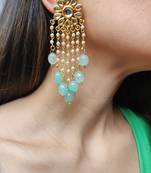 Mint Green Tassle Kundan Earrings