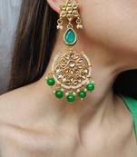 Green Kundan Chandbali Earrings