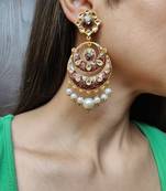 Brown Meenakari Chandbali Earrings