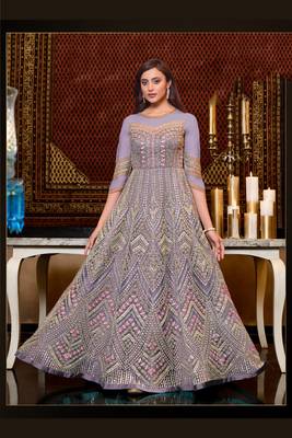Lavender embroidered net salwar 1